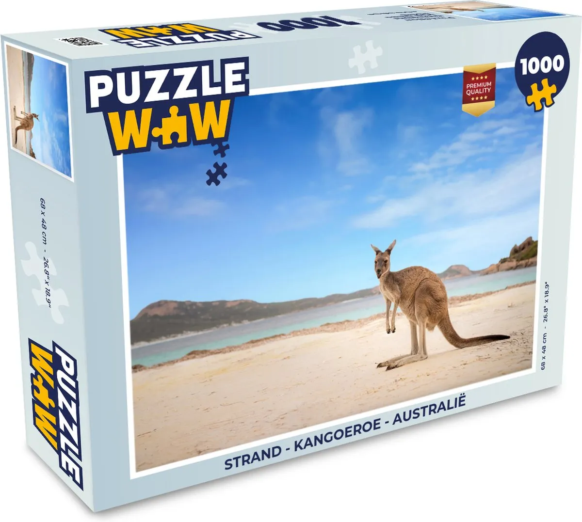 PuzzleWow Strand Kangoeroe Australië Legpuzzel 1000 Stuks - Multicolor