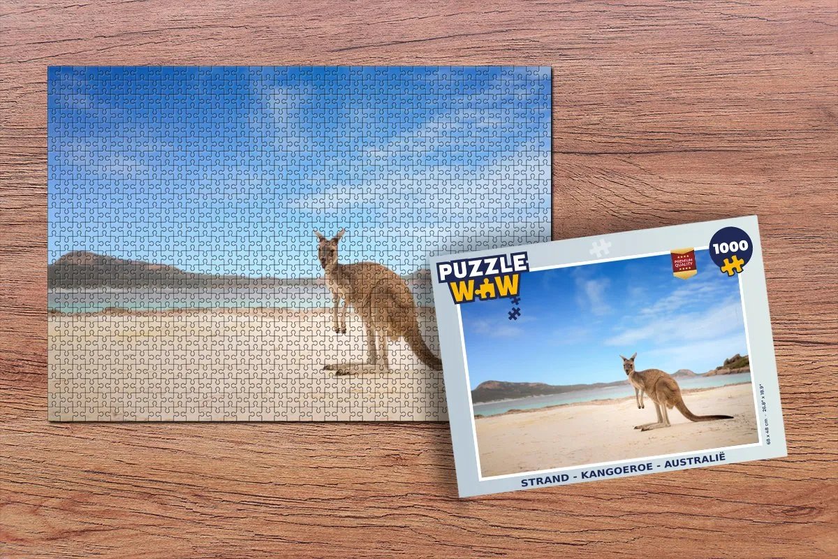 PuzzleWow Strand Kangoeroe Australië Legpuzzel 1000 Stuks - Multicolor