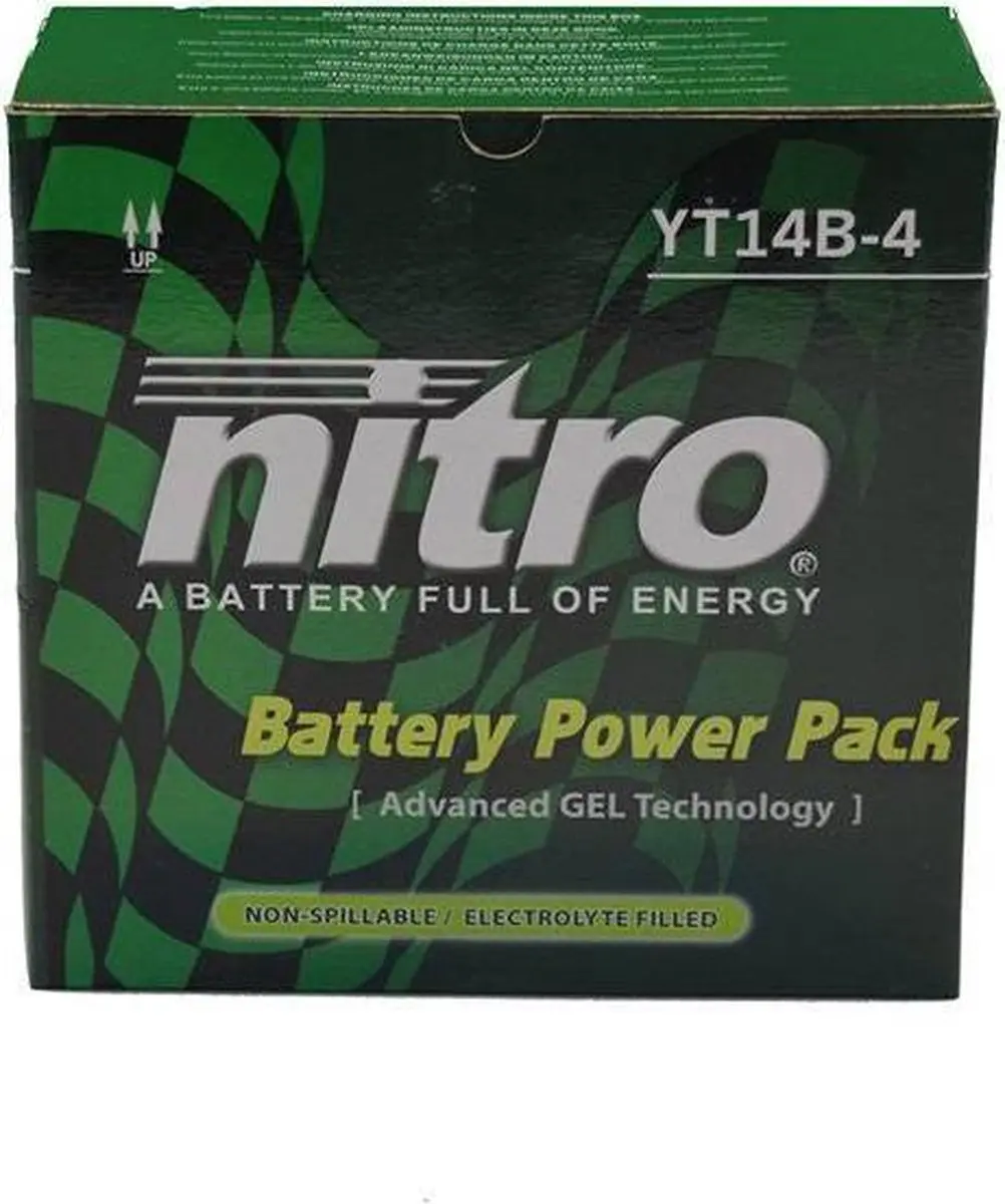Nitro Accu Nitro YT14B-4 Gel 12V 12AH onderhoudsvrij