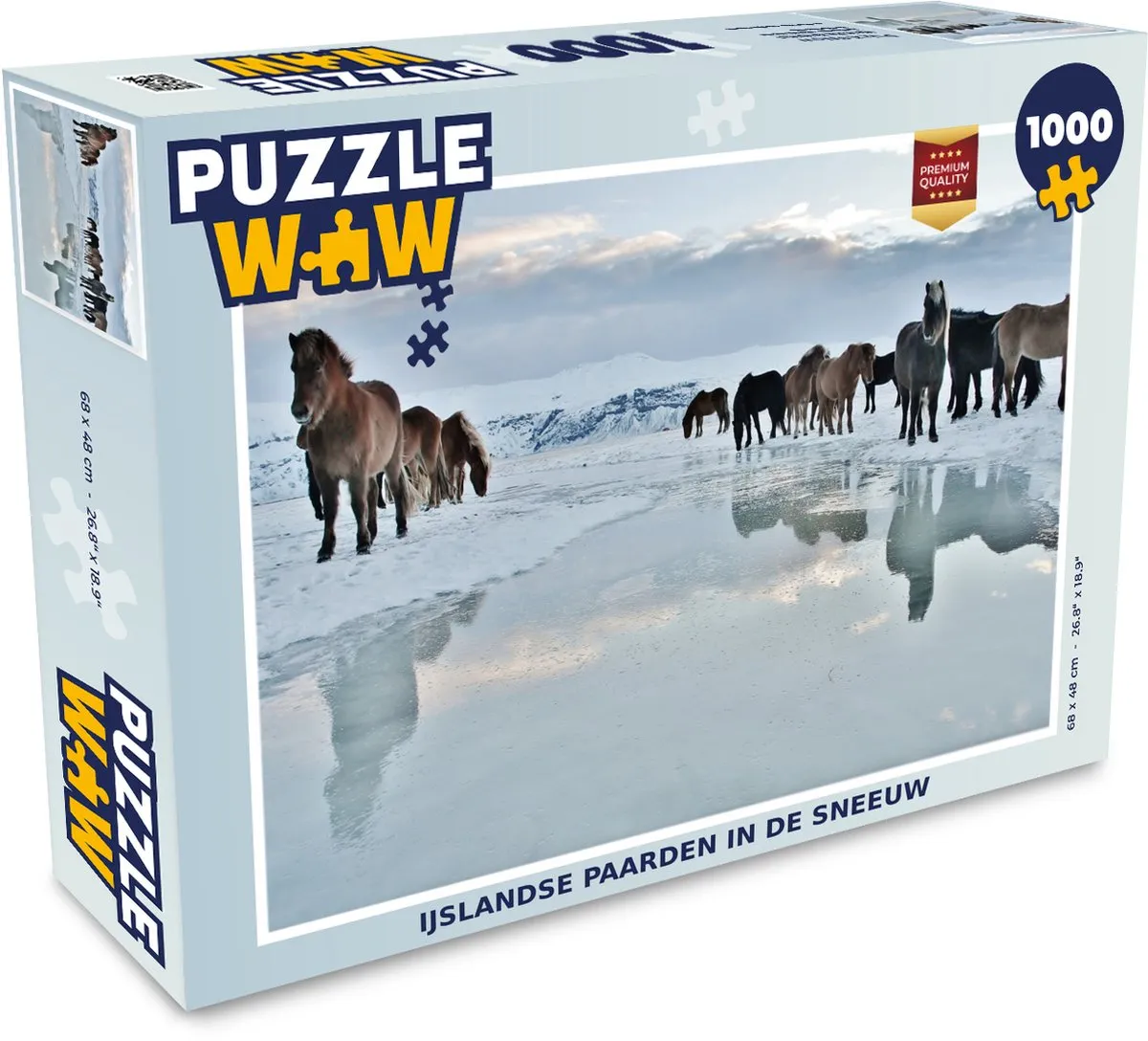 PuzzleWow Paarden IJs Sneeuw Legpuzzel 1000 Stuks - Multicolor
