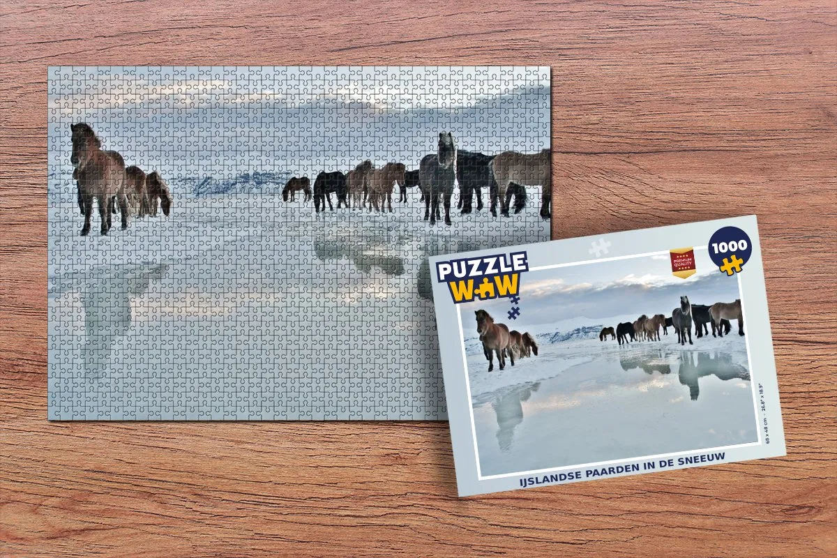 PuzzleWow Paarden IJs Sneeuw Legpuzzel 1000 Stuks - Multicolor