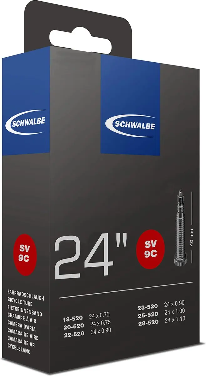 Schwalbe SV9XS Binnenband 24" - ETRTO 18/28-520 - Frans/Presta - Zwart