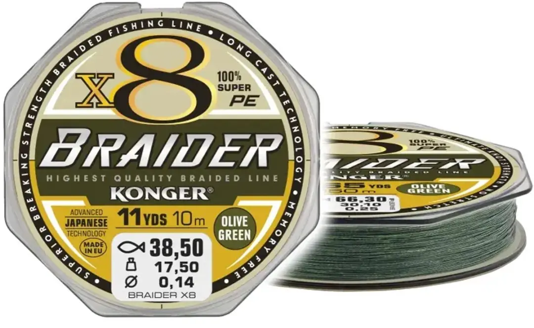 Konger Braider X8 Vlechtlijn Olive Green 0.06mm/10m