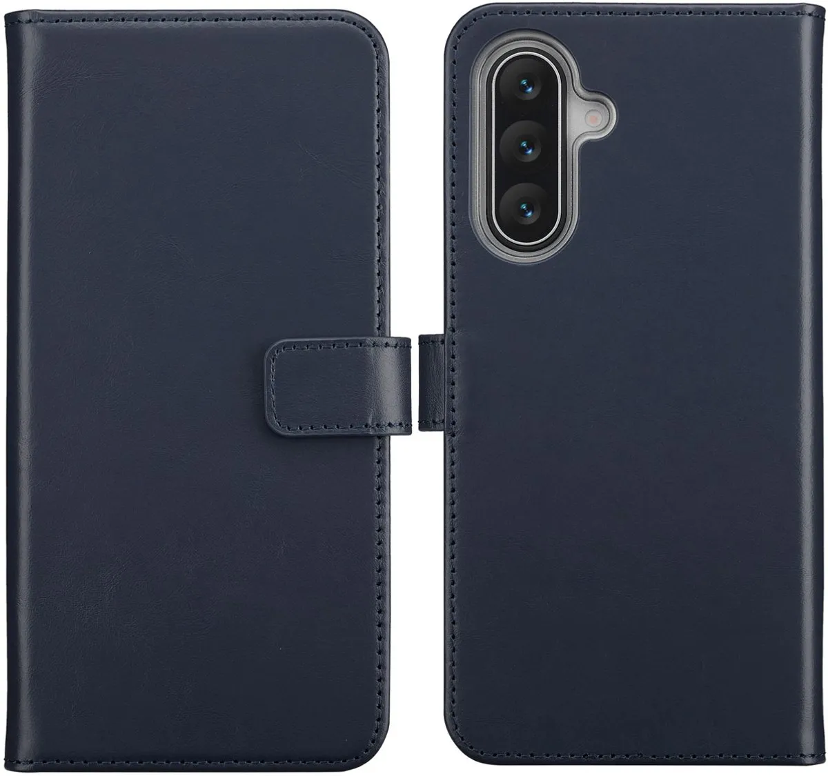 Selencia Hoesje Samsung Galaxy A17 Echt Lederen Bookcase Blauw