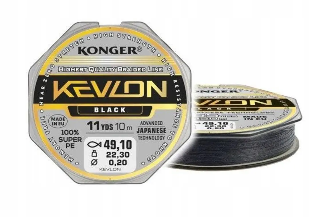 Konger Kevlon Black X4 0.18mm 10m Gevlochten Lijn