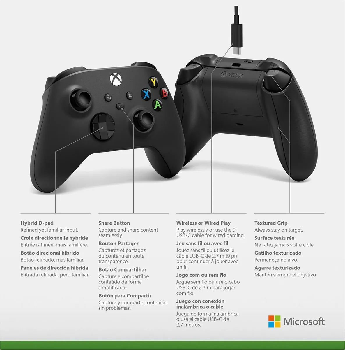 Xbox Draadloze Controller 6173223 - Zwart - afbeelding 6 van 6