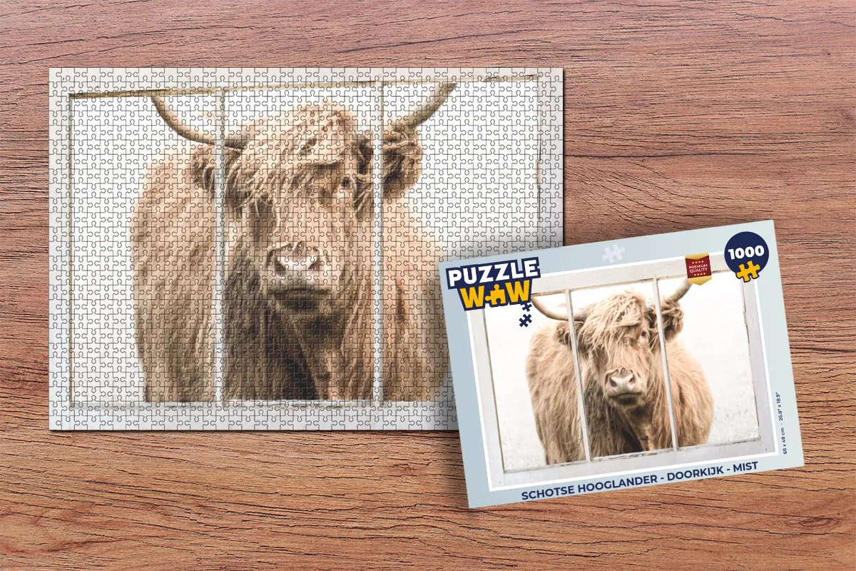 PuzzleWow Schotse Hooglander Legpuzzel 1000 Stuks - Multicolor