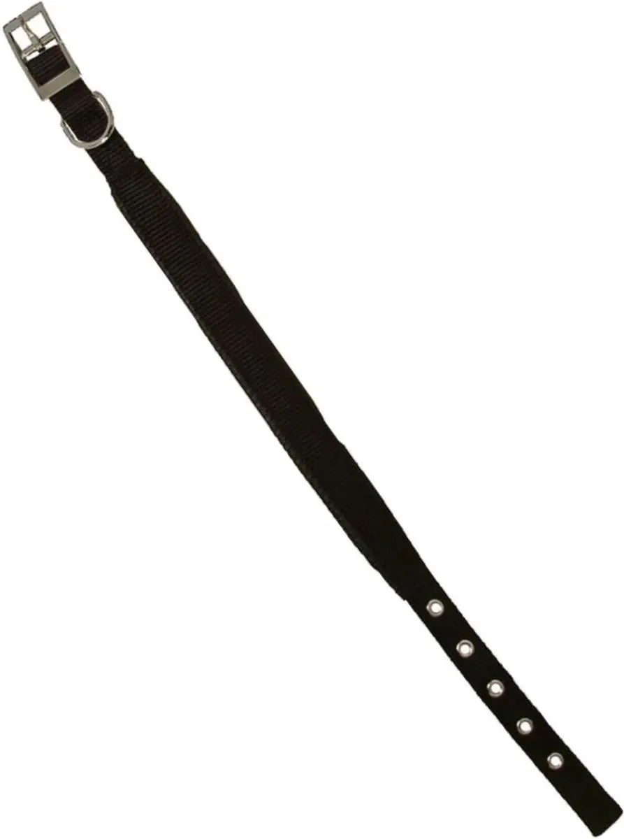 Nylon halsband dubbel zwart 25mm breed 55 cm lang