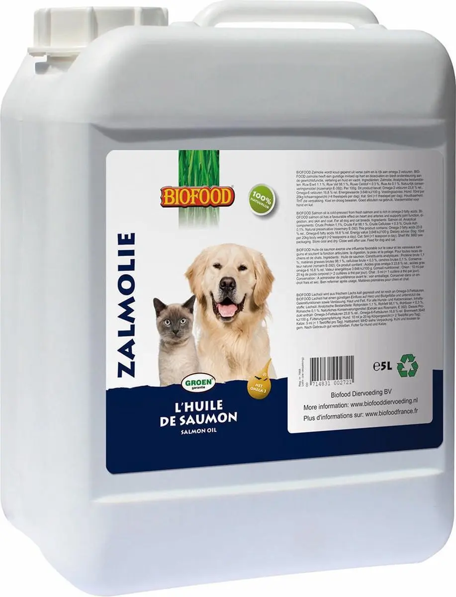 BF Petfood Zalmolie Koudgeperst 5L - Omega 3 voor Honden en Katten