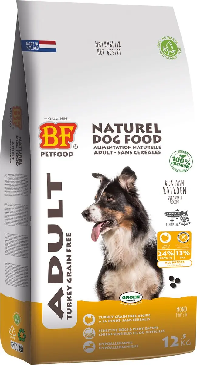 BF Petfood Kalkoen Graanvrij Hondenvoer 12.5kg