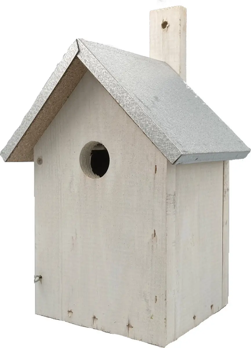 GARDEN SPIRIT Vogelhuisje wit dakje zink 14 x 13 x 25 cm. Nestkast