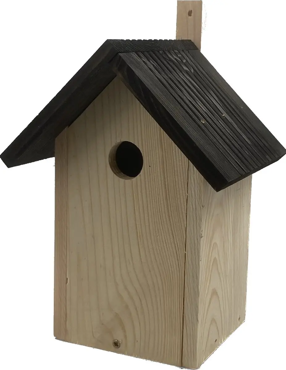 GARDEN SPIRIT Vogelhuisje naturel zwart dakje Nestkastje 19 x 15 x 25 cm