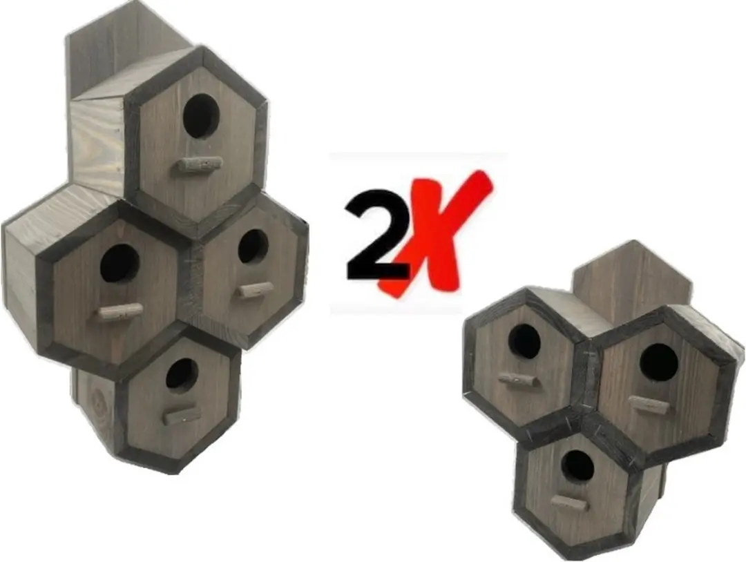 GARDEN SPIRIT Set van 2 Vogelhuisjes Hexagon nestkastje voor de mus