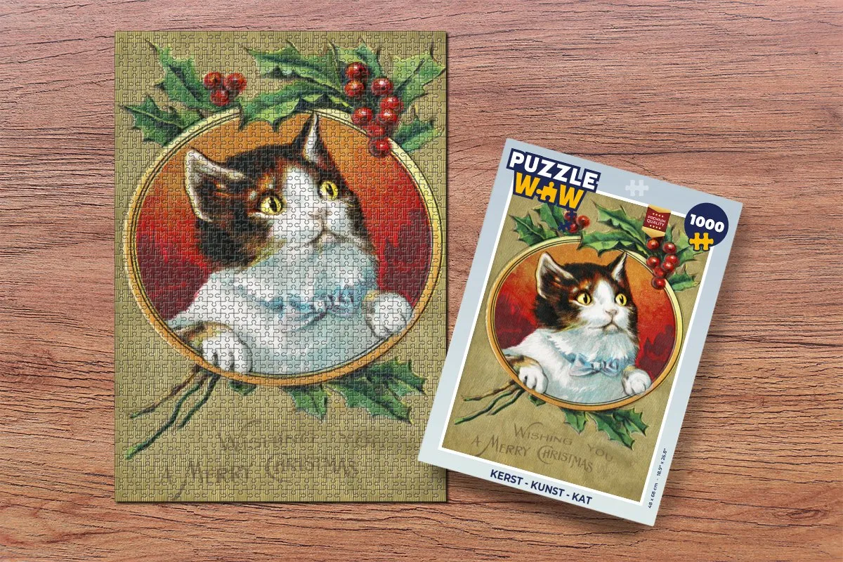 PuzzleWow Kerst Puzzel Kat 1000 Stuks - Multicolor
