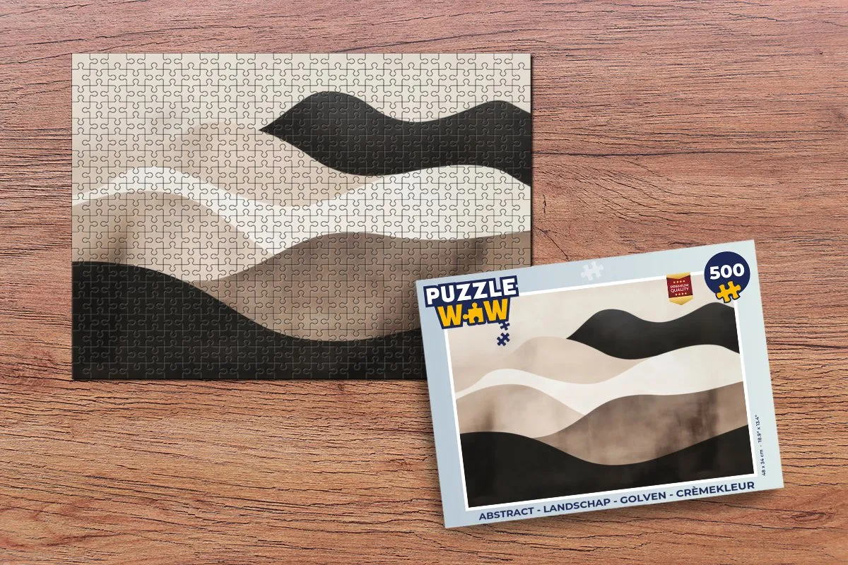 PuzzleWow Abstract Landschap Golven Legpuzzel 500 Stuks - Crèmekleur