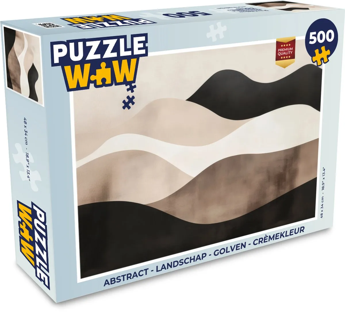 PuzzleWow Abstract Landschap Golven Legpuzzel 500 Stuks - Crèmekleur