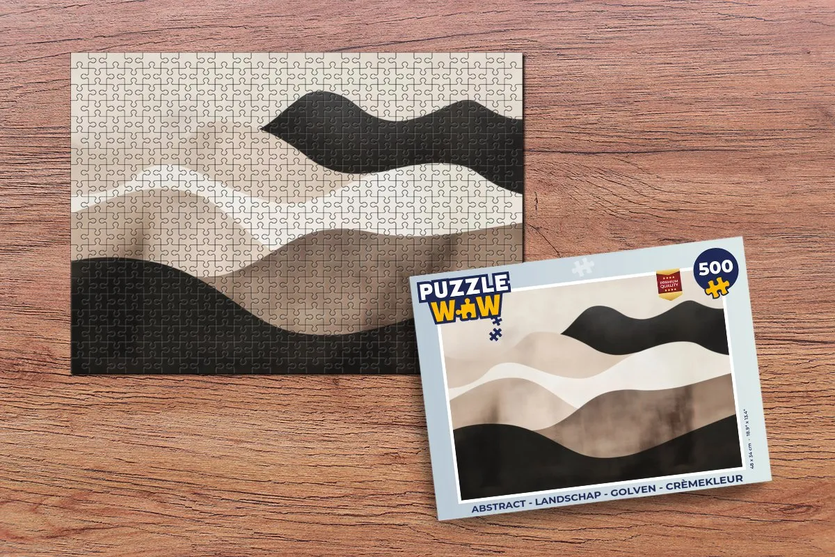 PuzzleWow Abstract Landschap Golven Legpuzzel 500 Stuks - Crèmekleur