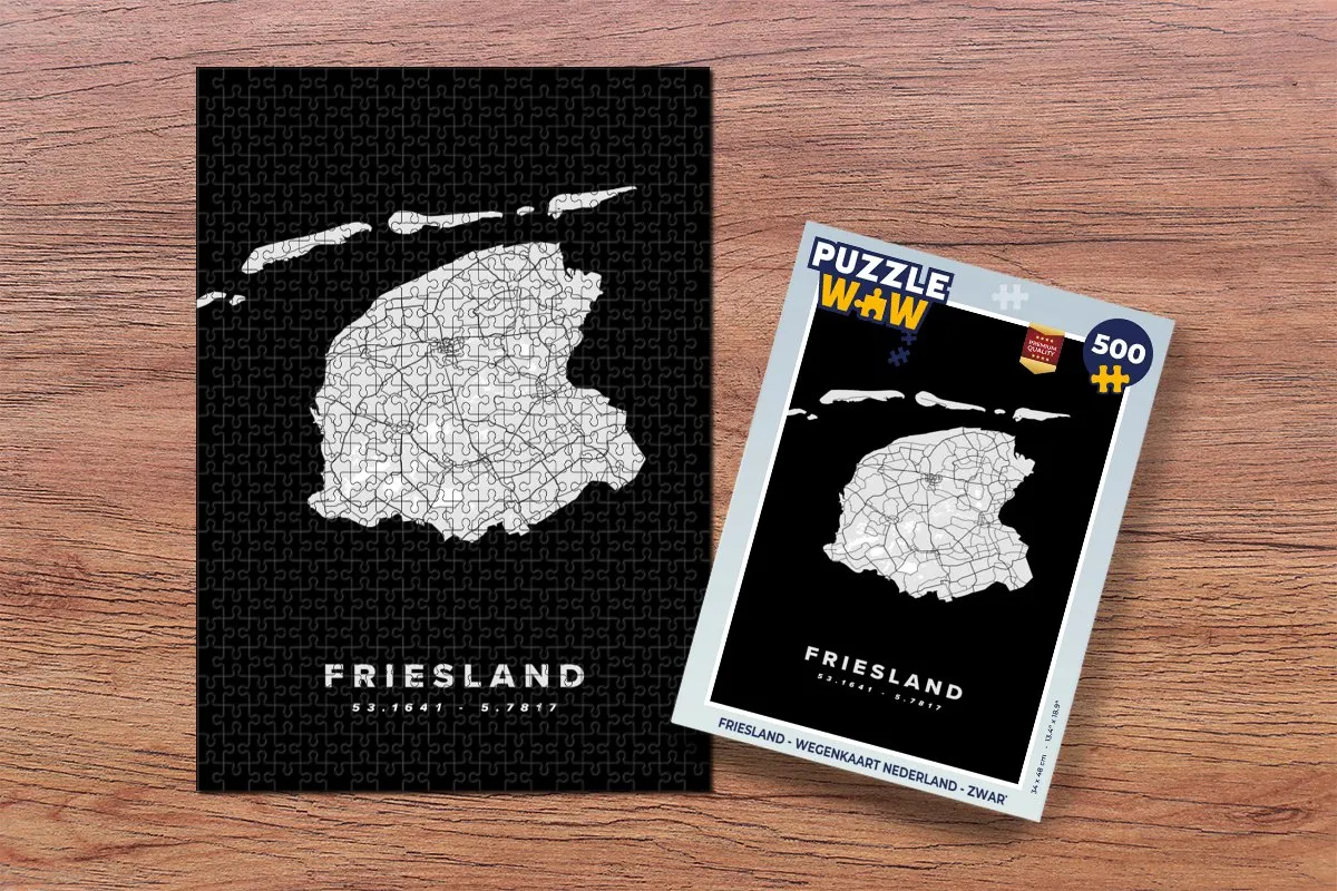 PuzzleWow Friesland Wegenkaart Nederland - 500 Stuks - Multicolor