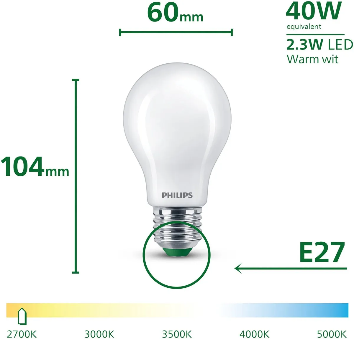 Philips UltraEfficient LED Lamp E27 2.3W Warmwit