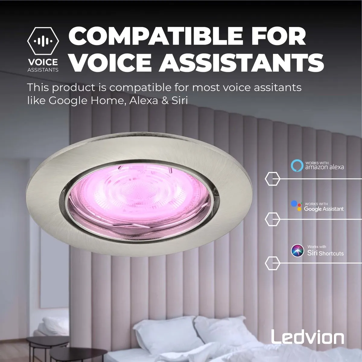 Ledvion 6X SMART LED Inbouwspot Amsterdam - 6 Stuks - RVS - RGBW - afbeelding 6 van 6