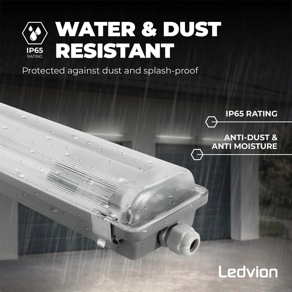LEDVION 2X TL LED Armatuur 150cm Clips - Grijs