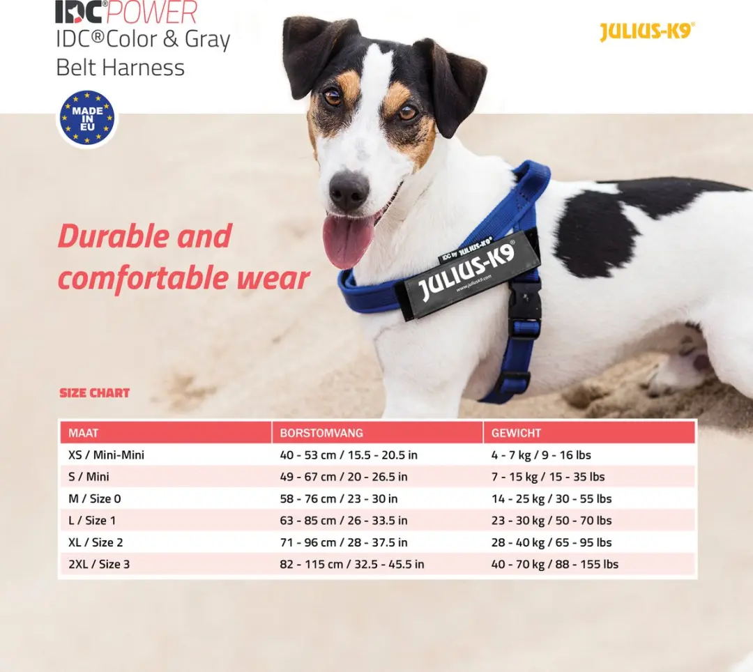 Julius K9 IDC Color&Gray Riemtuig 2XL - Blauw