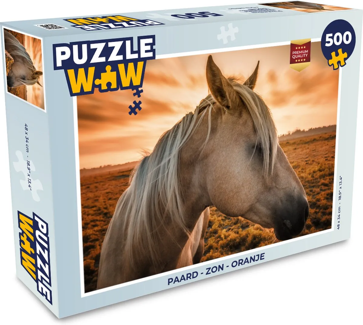 PuzzleWow Paard Zon Legpuzzel 500 Stuks - Multicolor