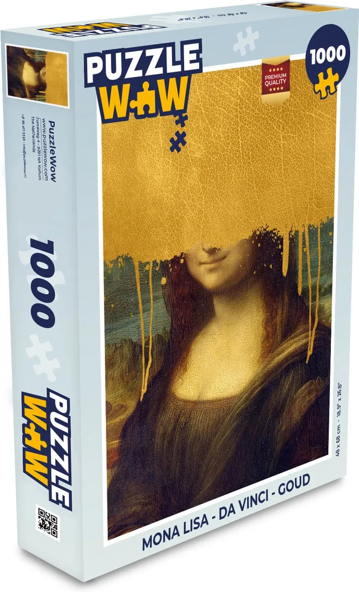 PuzzleWow Mona Lisa Legpuzzel 1000 Stuks - Goud