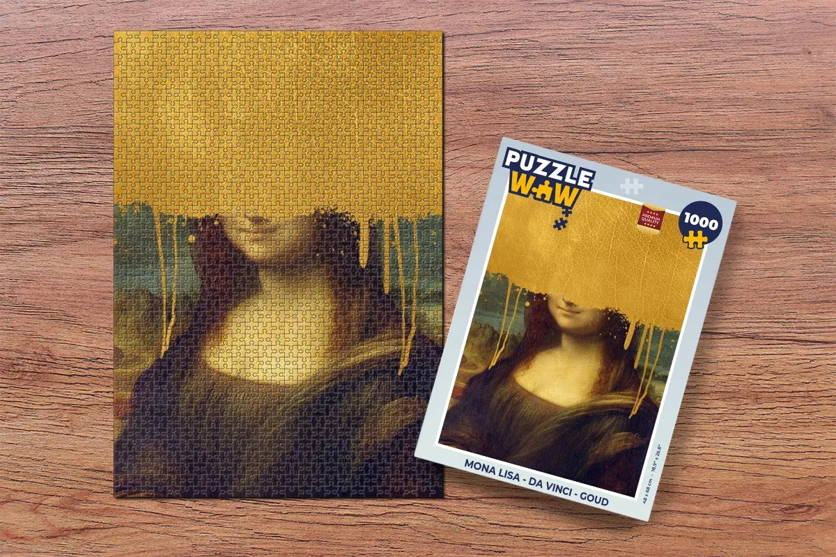 PuzzleWow Mona Lisa Legpuzzel 1000 Stuks - Goud