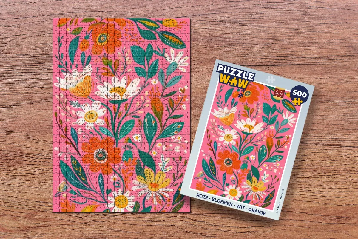 PuzzleWow Legpuzzel Bloemen Wit Roze 500 Stuks - MPN 8721169400471