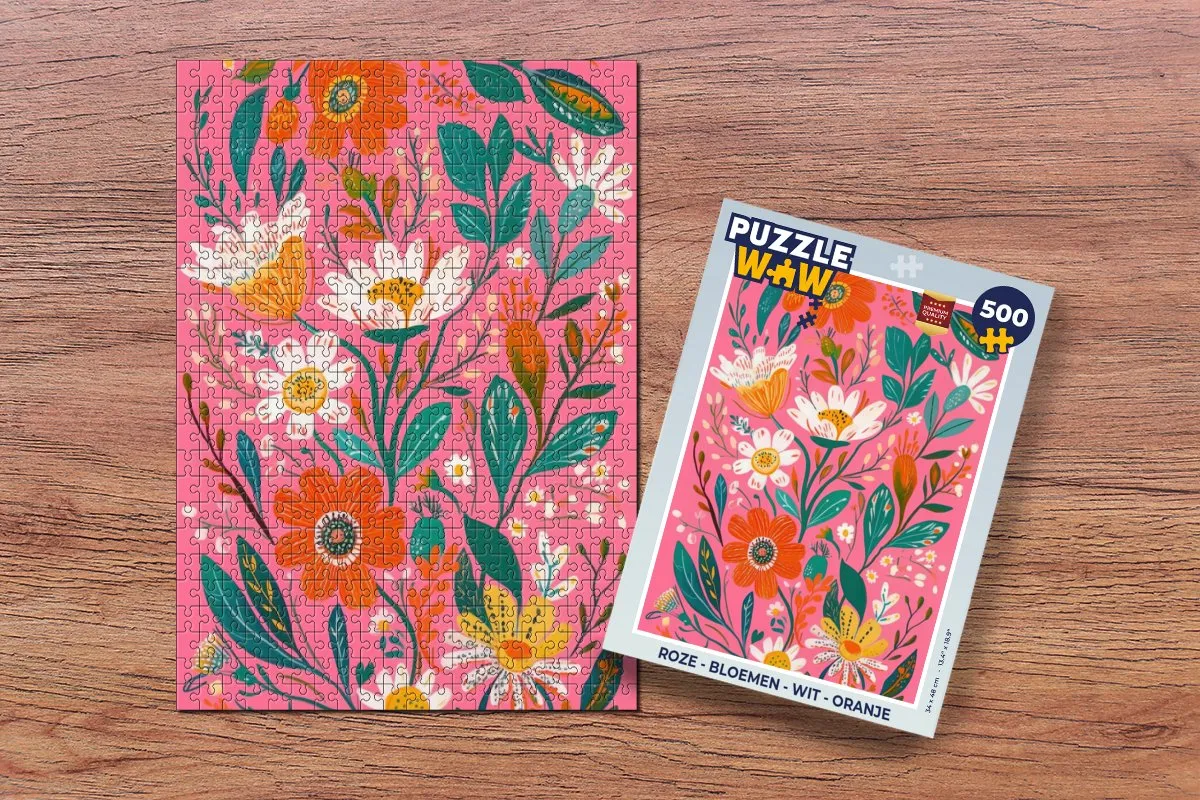 PuzzleWow Legpuzzel Bloemen Wit Roze 500 Stuks - MPN 8721169400471