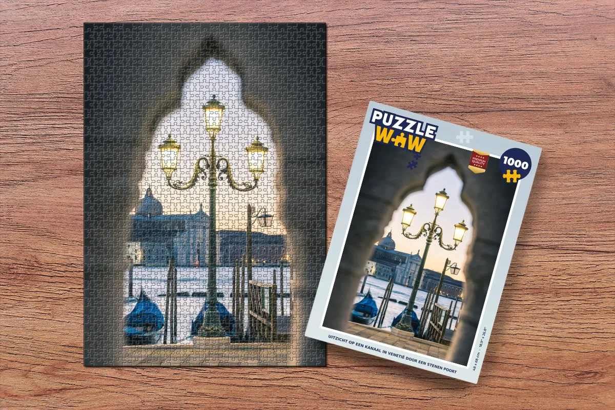 PuzzleWow Venetië Lantaarnpaal Legpuzzel 1000 Stuks - Multicolor