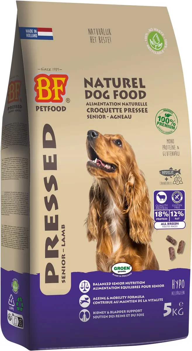 BF Petfood Geperst Hondenvoer Senior Lam 5kg