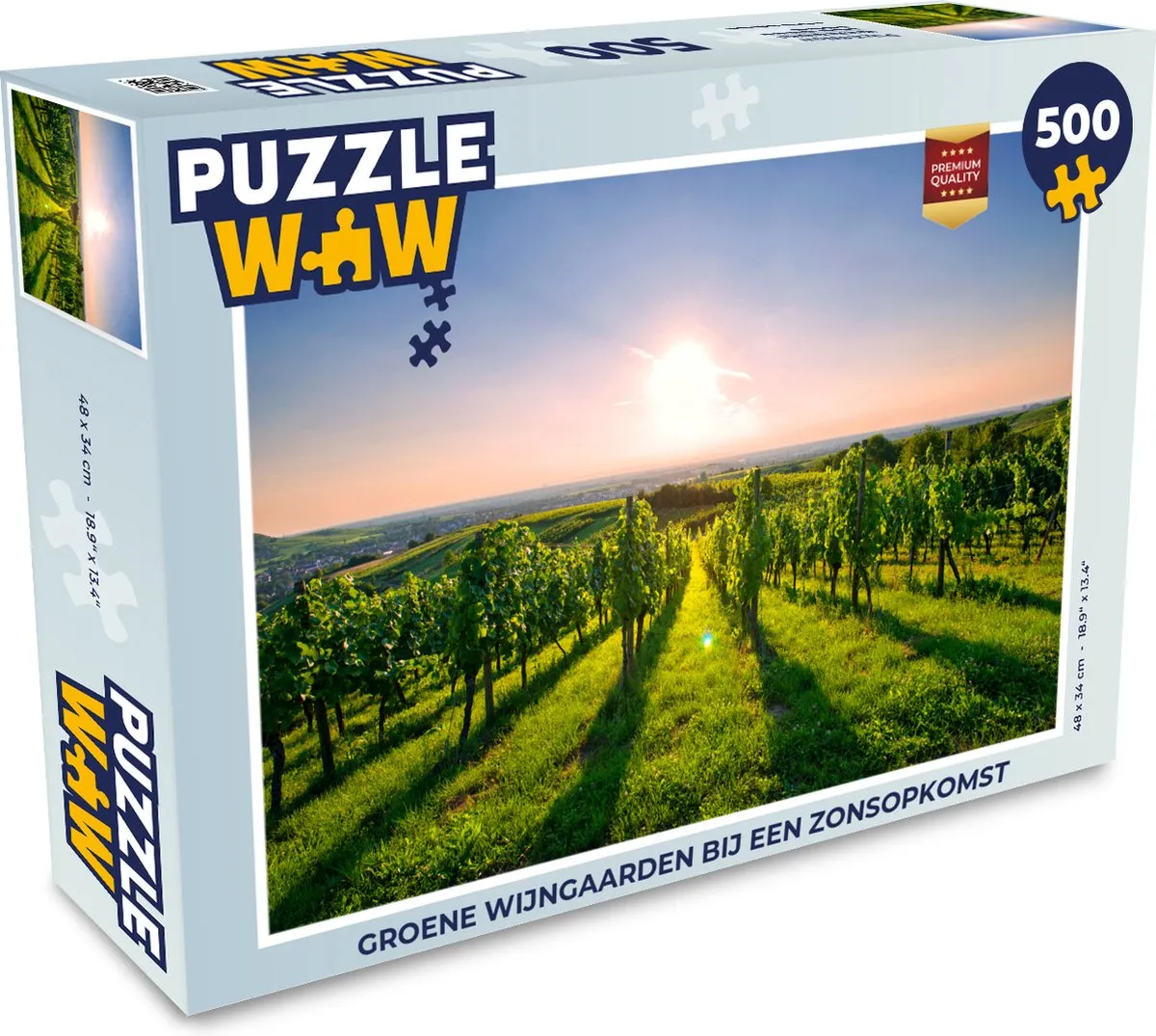 PuzzleWow Legpuzzel Groene Wijngaarden Zonsopkomst 500 Stuks - Multicolor