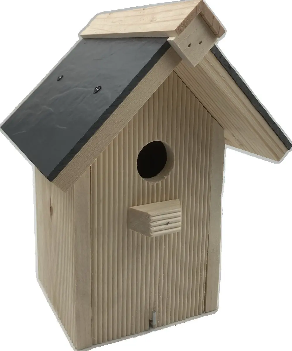 GARDEN SPIRIT Vogelhuisje leisteen dakje 20x26x18 cm Nestkastje vlonderhout