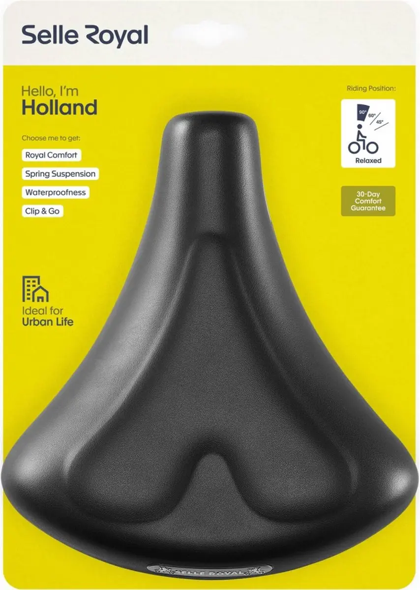 Selle Royal Retro Holland Fietszadel - Unitech Gel - Zwart mat