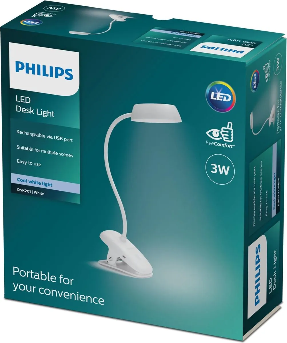 Philips LED Bureaulamp DSK201 PT - 3W Wit