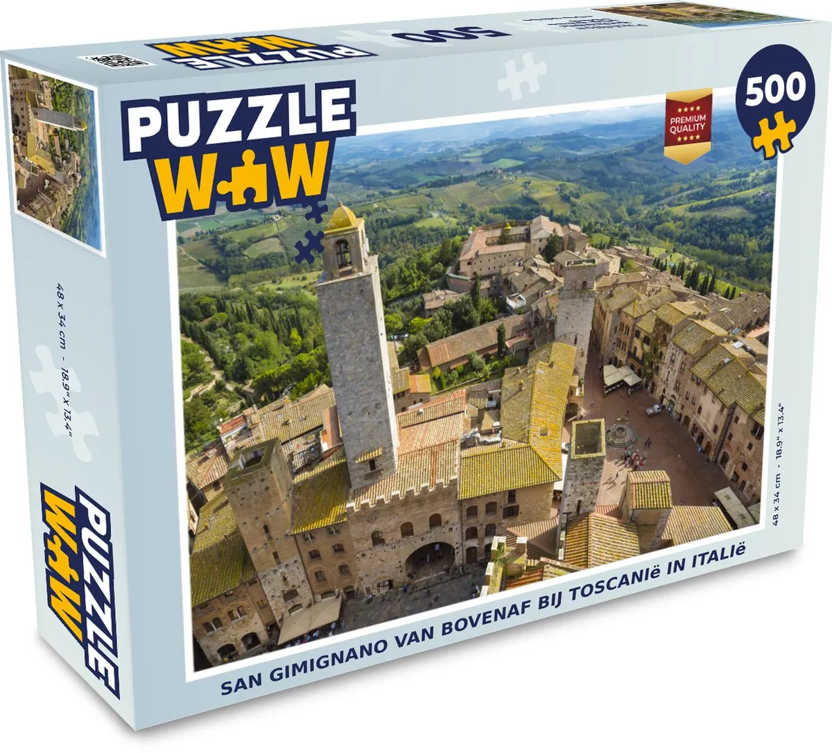 PuzzleWow San Gimignano Legpuzzel 500 Stuks - Multicolor