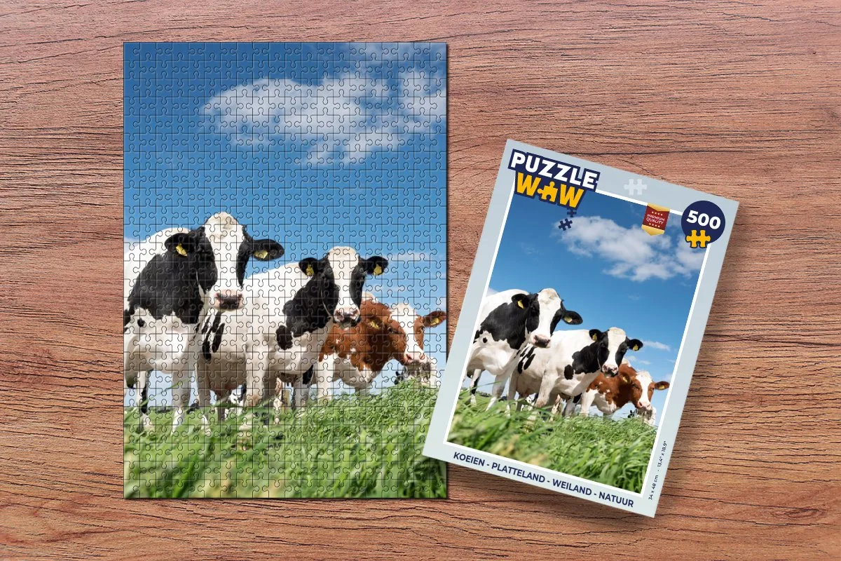 PuzzleWow Platteland Weiland Natuur Koeien Legpuzzel 500 Stuks - Multicolor