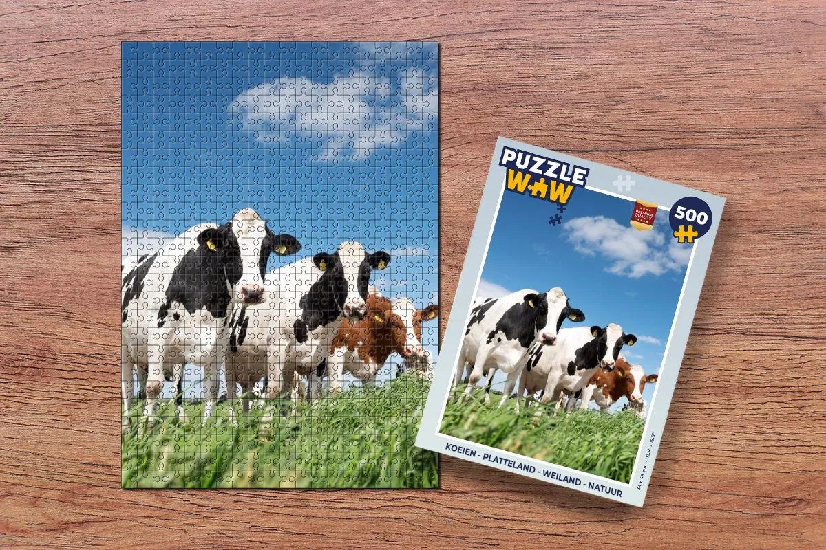 PuzzleWow Platteland Weiland Natuur Koeien Legpuzzel 500 Stuks - Multicolor