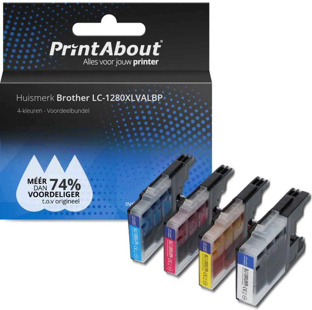 PrintAbout LC-1280XLVALBP-PA2 Inktcartridge - 4 Kleuren - 148ml