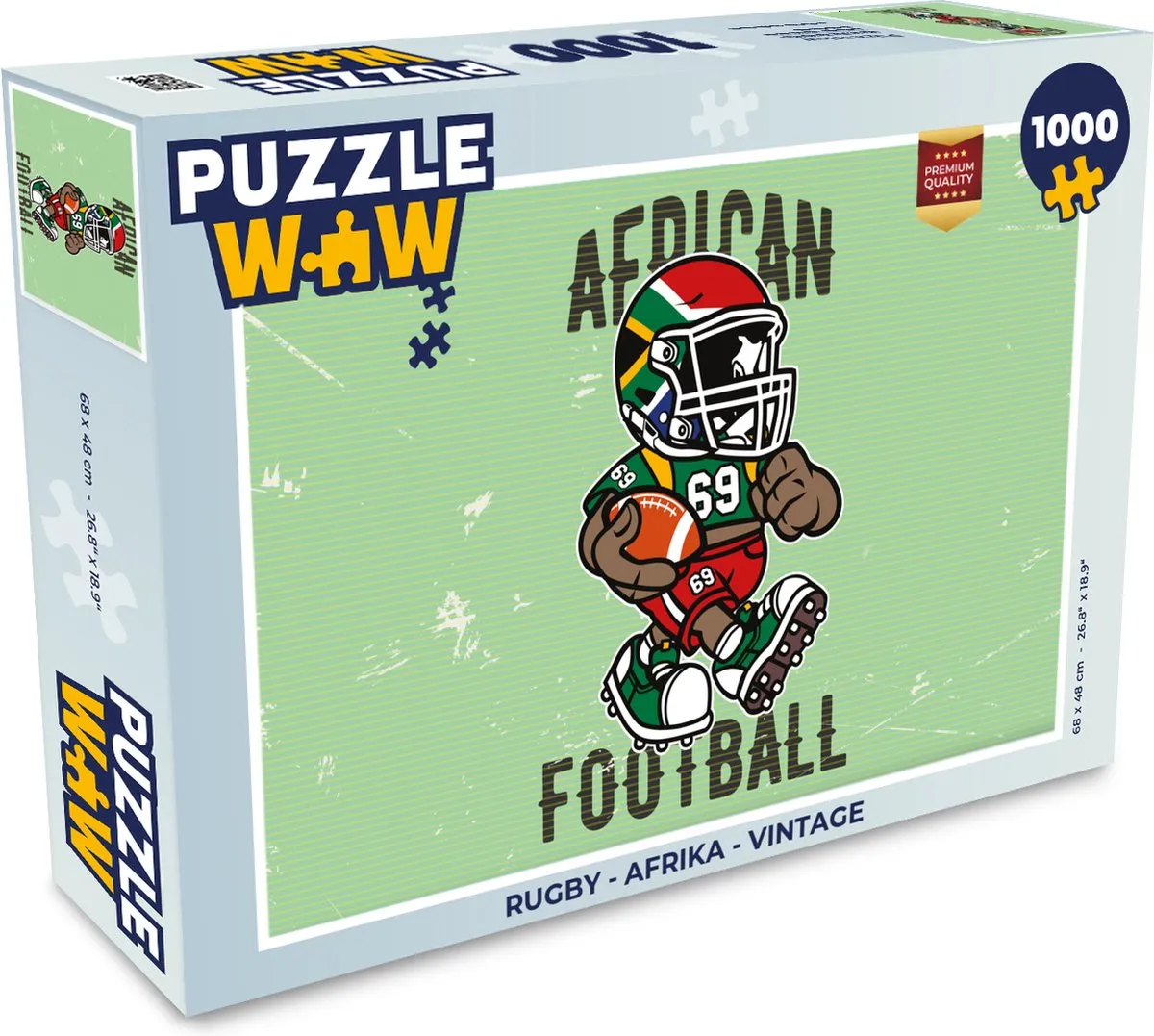 PuzzleWow Rugby Afrika Vintage Legpuzzel 1000 Stuks - Multicolor