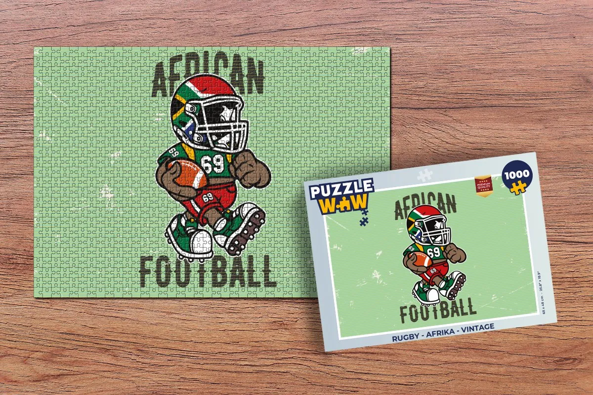 PuzzleWow Rugby Afrika Vintage Legpuzzel 1000 Stuks - Multicolor