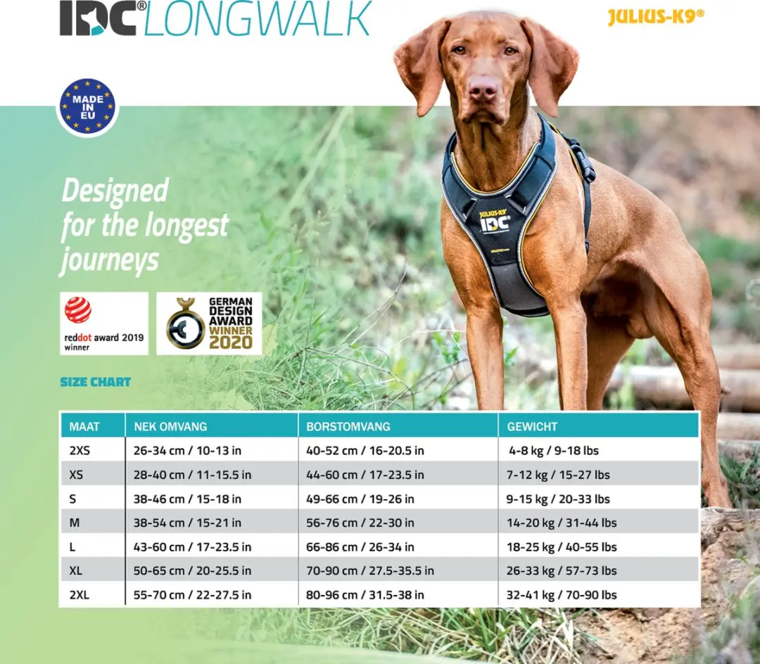 Julius K9 IDC Longwalk Y-tuig S - Blauw-Grijs
