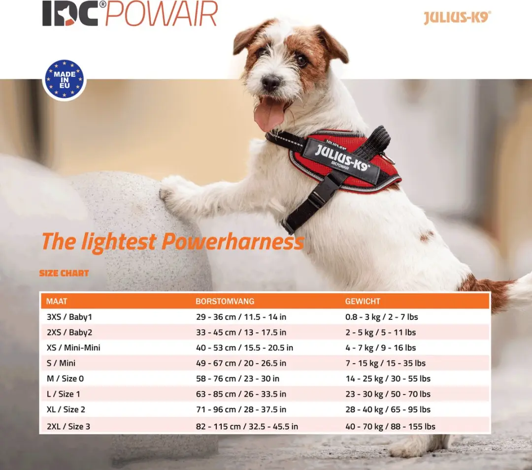 Julius K9 IDC Powair-tuig XXS - Blauw