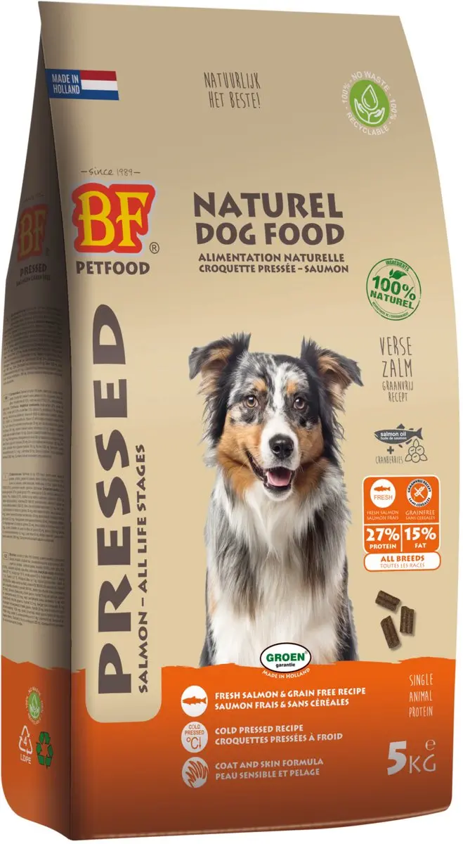 BF Petfood Biofood Geperste Hondenbrokken Zalm 13.5kg