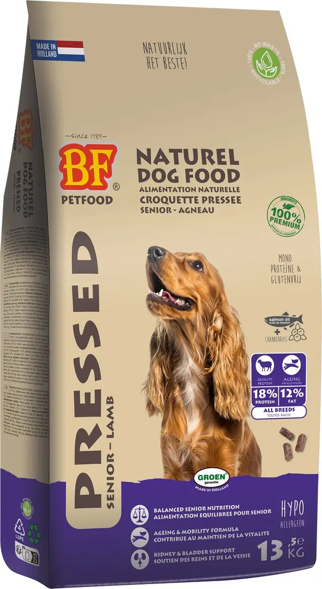 BF Petfood Senior Lam Geperst Hondenvoer 13.5kg