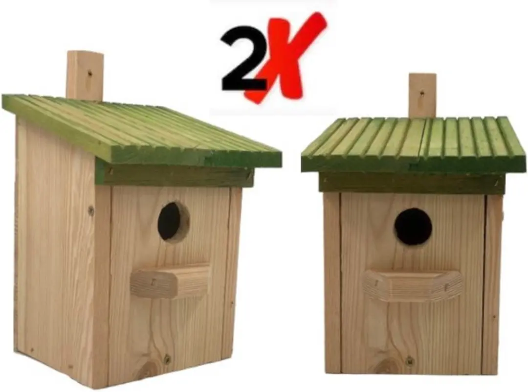 GARDEN SPIRIT 2x Vogelhuisje Boswachtershut Nestkast 12,5 x 13 x 27 cm