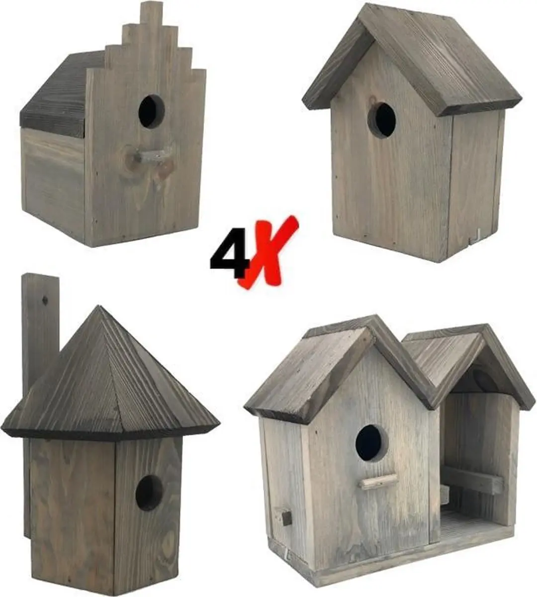 GARDEN SPIRIT Set 4 Unieke Vogelhuisje