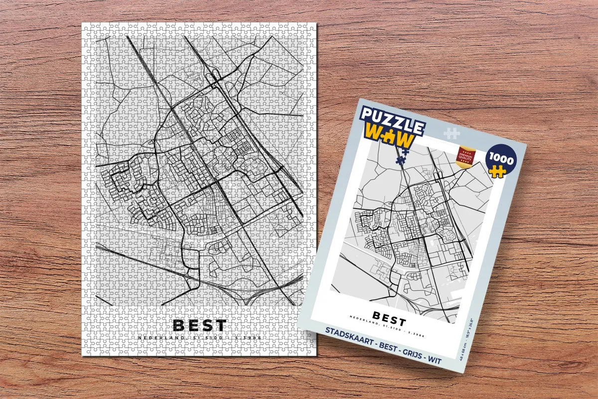 PuzzleWow Stadskaart Best Legpuzzel 1000 Stuks - Multicolor